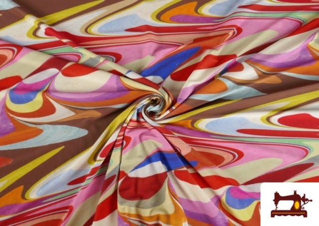 Acheter en ligne Tissu Jersey de Soie Imprimé Multicolore