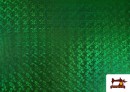 Tissu en Lycra Doré avec Hologramme Multicolore couleur Vert