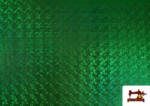 Tissu en Lycra Doré avec Hologramme Multicolore couleur Vert