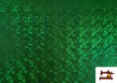 Tissu en Lycra Doré avec Hologramme Multicolore couleur Vert