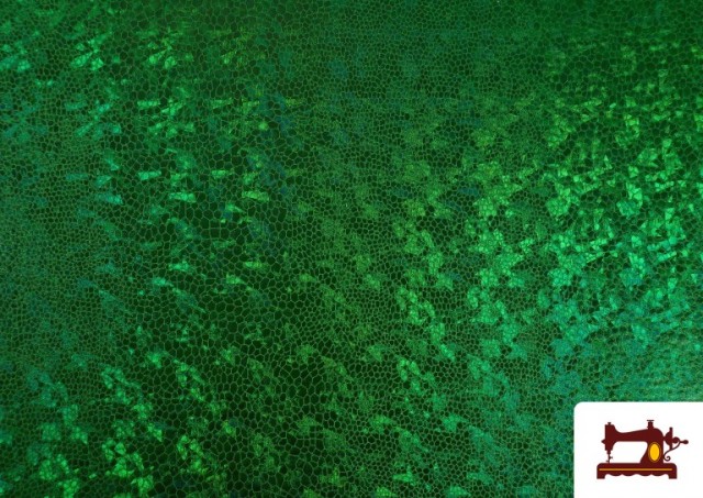 Tissu en Lycra Doré avec Hologramme Multicolore couleur Vert