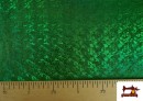 Tissu en Lycra Doré avec Hologramme Multicolore couleur Vert