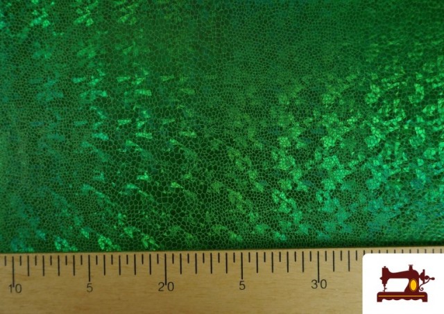 Tissu en Lycra Doré avec Hologramme Multicolore couleur Vert