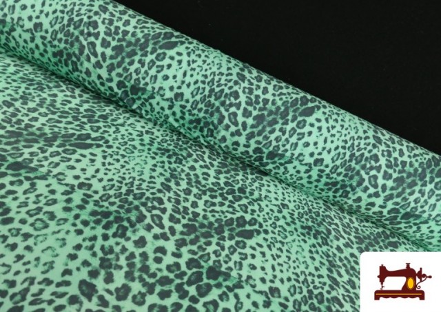 Tissu Jersey de Soie Imprimé Animal Multicolore couleur Vert menthe