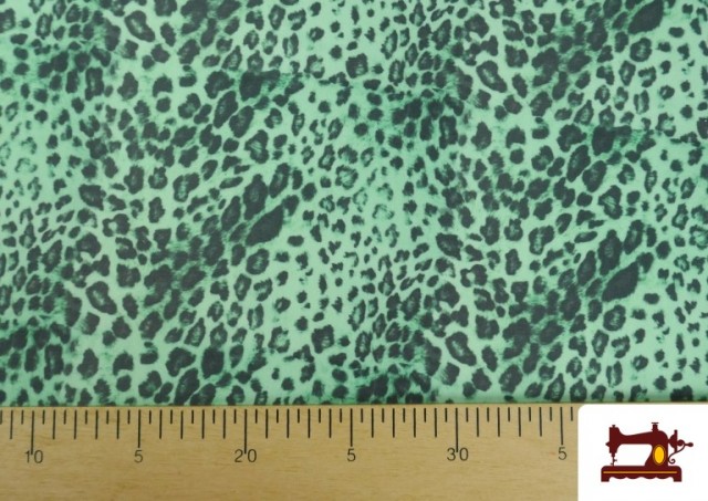 Vente de Tissu Jersey de Soie Imprimé Animal Multicolore couleur Vert menthe