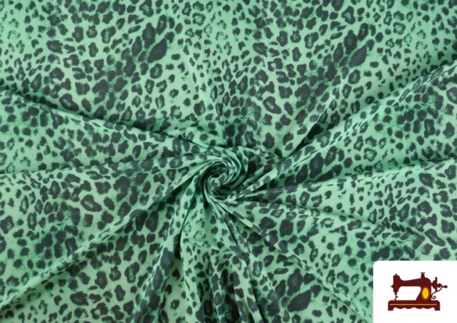 Vente en ligne de Tissu Jersey de Soie Imprimé Animal Multicolore couleur Vert menthe