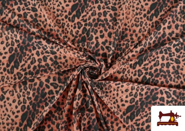 Vente de Tissu Jersey de Soie Imprimé Animal Multicolore couleur Corail