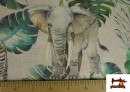Vente en ligne de Tissu Loneta Tropical Avec Zèbres Et Éléphants