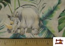 Tissu Loneta Tropical Avec Zèbres Et Éléphants