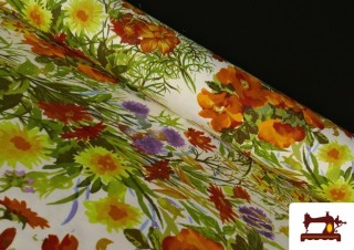 Tissu Loneta Avec Fleurs Oranges