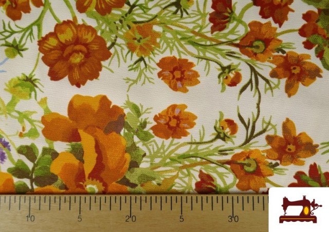 Acheter Tissu Loneta Avec Fleurs Oranges