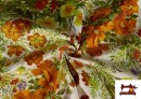Tissu Loneta Avec Fleurs Oranges