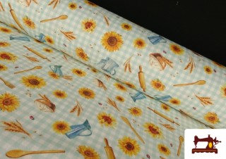 Tissu Tournesols et Ustensiles de Cuisine