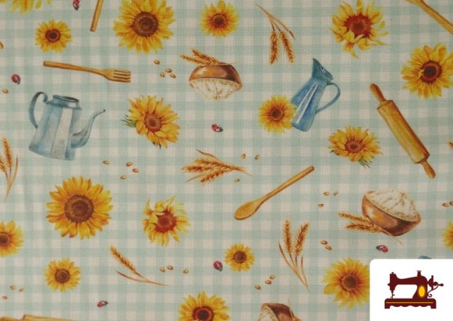 Acheter en ligne Tissu Tournesols et Ustensiles de Cuisine
