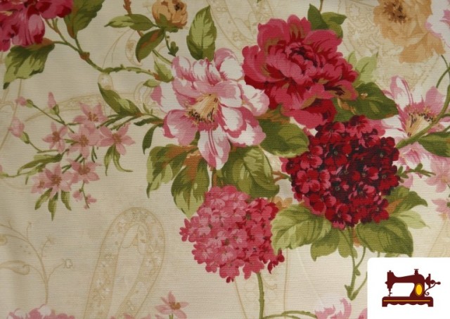 Acheter en ligne Tissu Fleurs Romantiques Vintage pour Décoration