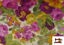 Acheter Tissu à Grandes Fleurs Violettes et Jaunes