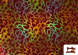 Tissu de Lycra Imprimé Feu Effet Hologramme