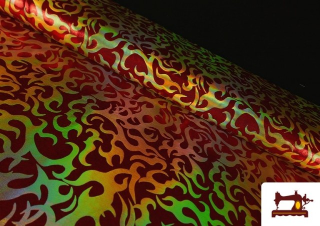 Acheter Tissu de Lycra Imprimé Feu Effet Hologramme