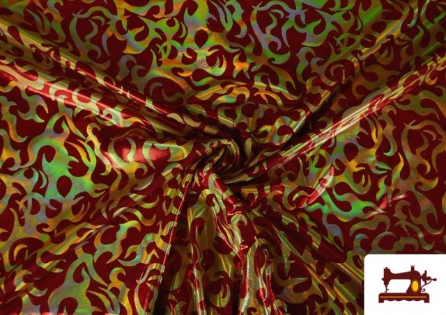Vente de Tissu de Lycra Imprimé Feu Effet Hologramme