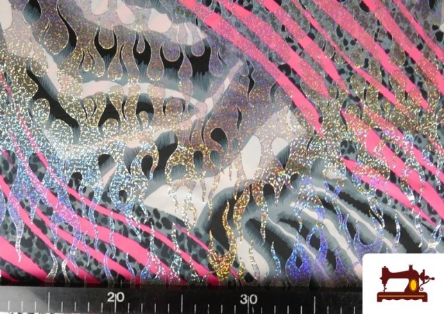 Acheter en ligne Tissu de Lycra Imprimé Animal Print Zèbre Hologramme Brillant Pour Carnaval
