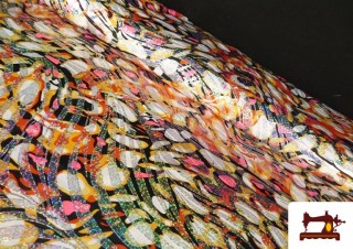 Tissu de Lycra Imprimé Animal Print Hologramme Orange