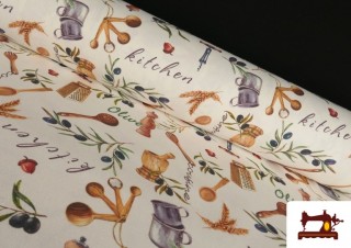 Acheter Tissu de Loneta Imprimé Olives Pour Cuisine