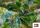 Vente en ligne de Tissu de Loneta Feuilles Tropicales et Fleurs