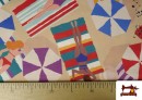Acheter en ligne Tissu de Loneta Imprimé Femmes à la Plage et Parasols