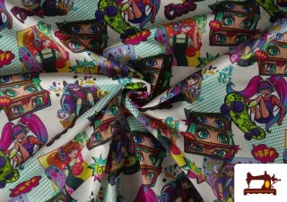 Vente en ligne de Tissu en coton d'anime style comic multicolore