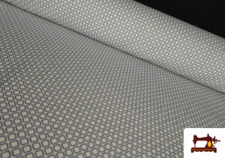 Tissu coton géométrique carreaux Bleu