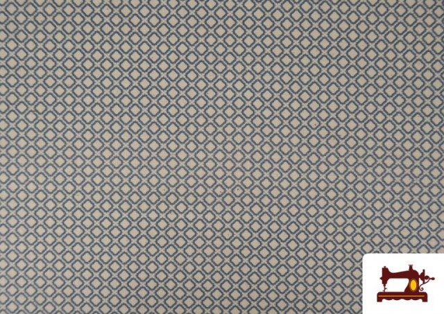 Vente de Tissu coton géométrique carreaux Bleu