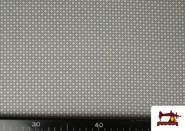 Acheter en ligne Tissu coton géométrique carreaux Bleu
