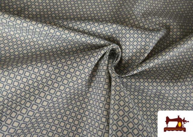 Tissu coton géométrique carreaux Bleu
