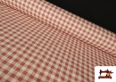 Tissu Vichy en coton bio effet rustique couleur Rouge