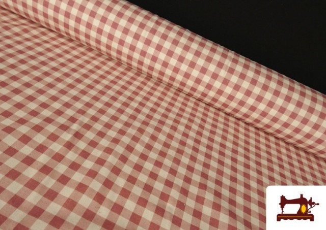 Tissu Vichy en coton bio effet rustique couleur Rouge