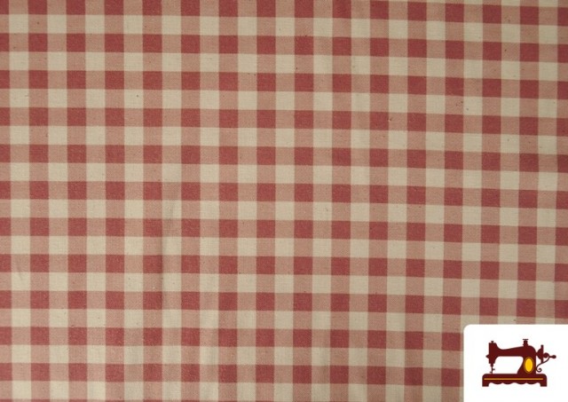 Vente de Tissu Vichy en coton bio effet rustique couleur Rouge
