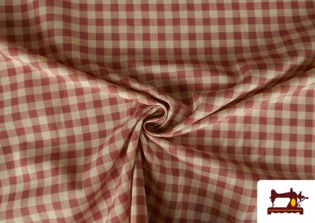 Vente en ligne de Tissu Vichy en coton bio effet rustique couleur Rouge