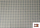 Tissu Vichy en coton bio effet rustique couleur Bleu