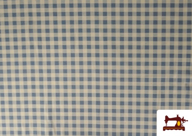 Tissu Vichy en coton bio effet rustique couleur Bleu