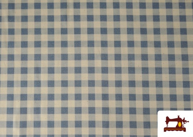Acheter Tissu Vichy en coton bio effet rustique couleur Bleu