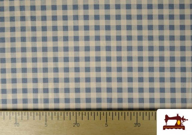 Vente de Tissu Vichy en coton bio effet rustique couleur Bleu