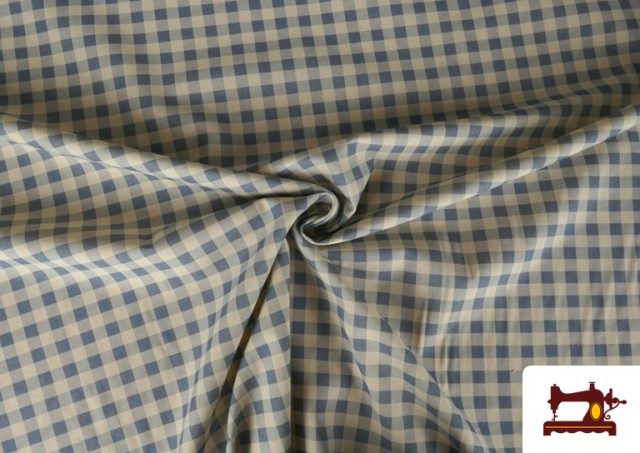 Acheter en ligne Tissu Vichy en coton bio effet rustique couleur Bleu