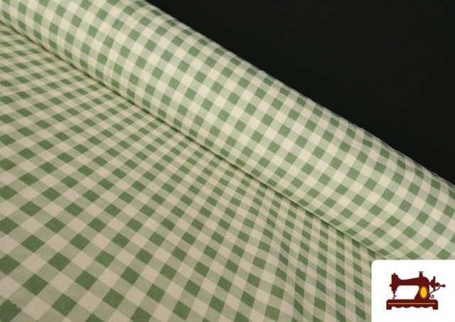 Vente en ligne de Tissu Vichy en coton bio effet rustique couleur Vert