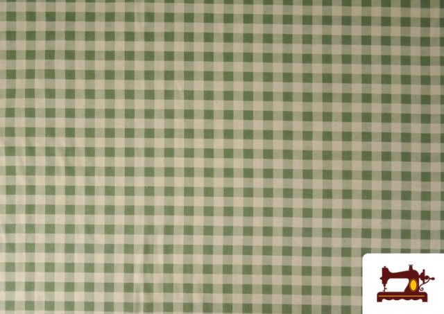 Tissu Vichy en coton bio effet rustique couleur Vert