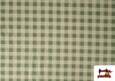 Tissu Vichy en coton bio effet rustique couleur Vert