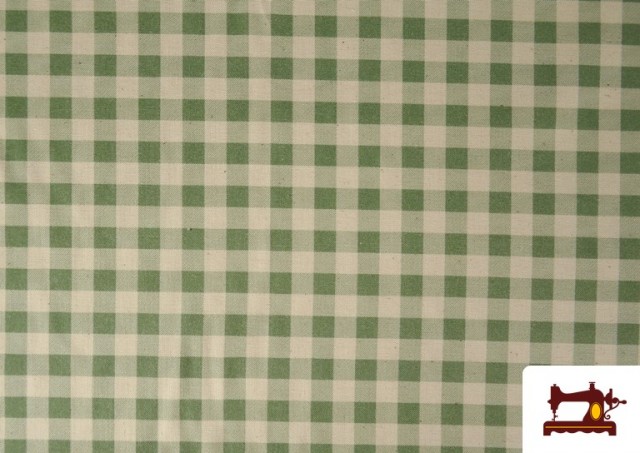 Tissu Vichy en coton bio effet rustique couleur Vert