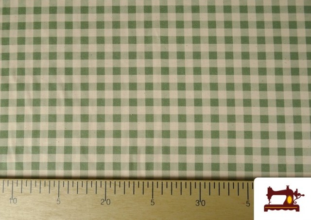 Tissu Vichy en coton bio effet rustique couleur Vert