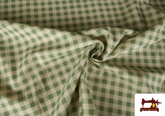 Acheter Tissu Vichy en coton bio effet rustique couleur Vert