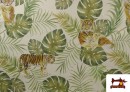 Acheter Tissu Loneta Imprimé Tigres et Feuilles Tropicales