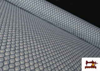 Tissu Coton Géométrique Petit Médaillon Chemise couleur Bleu